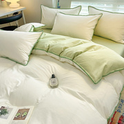 北欧风轻奢床上四件套纯色床品床单，被套罩床笠三件套4