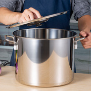 不锈钢汤桶商用圆形带盖煮肉桶炖卤肉锅高身复底锅，加厚电磁炉汤锅