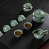 青瓷功夫茶具套装家用哥窑冰裂10件套组整套茶具茶杯盖碗公道家用