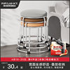 家用矮圆凳可叠放加粗实心钢筋轻奢简约茶几矮桌椅面板凳子30cm高