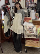 大码早春韩系穿搭超仙蕾丝吊带连衣裙女叠穿氛围感背心短裙两件套