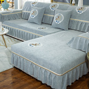 欧式雪尼尔沙发垫四季通用防滑坐垫子贵妃组合全包，万能沙发套罩巾