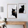 北欧墙面客厅猫咪装饰画餐厅透明画实木框猫挂画黑白摆件壁画