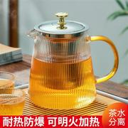 家用电陶炉养生泡花茶茶壶 酒店饭馆带把竖纹耐热玻璃煮茶壶