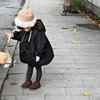 童装冬季新女童韩版中长款加绒夹棉连帽风衣宝宝宽松保暖棉衣外套