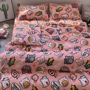韩国粉色小清新少女可爱床上四件套儿童床单被套罩大学宿舍三件套