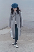 高级灰色羊毛大衣女韩2022冬季POLO翻领简约气质羊绒毛呢外套