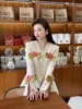 拉家飞菲同款2024春季设计感玫瑰花朵气质米白色西装外套姆