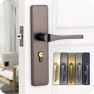 单舌门锁室内卧室木门锁家用老式房门锁通用型锁具，金灰色(金灰色)青黄古铜