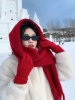 韩剧欧尼枣红色围巾女冬季韩版长款针织流苏马海毛加厚保暖围脖