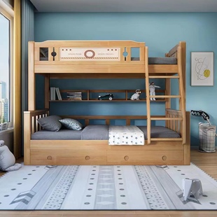 全实木子母床儿童床高低床双层床两层上下床橡木床双层床上下铺床