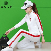 春秋 高尔夫服装 女款速干长袖外套长裤T恤球衣服 两件套套装