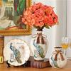 创意插花欧式家居装饰品，客厅玄关欧式陶瓷花瓶，摆件美式茶几三件套