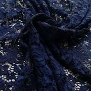加宽深宝蓝色藏蓝色刺绣弹力，蕾丝花边裙子下摆袖子服装布料面料