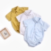 婴儿服装男宝宝衬衣，新生儿纯棉短袖哈衣ins纯色，三角爬爬服包屁衣