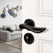 。锁具卧室门锁家用通用型房门实木门锁室内黑色欧式静音门锁门把