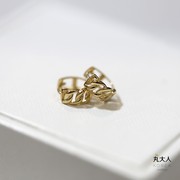 大丸人韩国10k黄金耳钉，女链条麻花型耳扣