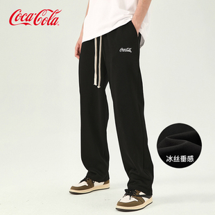 coca-cola可口可乐休闲裤男冰丝裤子，运动卫裤直筒裤夏季薄款长裤