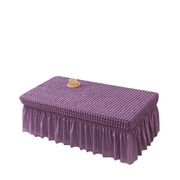 泡泡纱裙摆弹力桌套餐客厅长凳罩子弹力全包纯色防猫抓防尘纯紫色