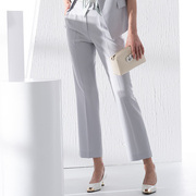 白领夏季女士轻商务职业，工作西装裤浅灰麻纱，瘦腿长裤masha22-2