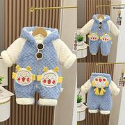 。婴儿棉服冬季女宝宝冬装加绒厚连体衣新生儿外出衣服可爱棉衣抱