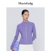 商场同款玛丝菲尔女装21年秋冬新紫色小高领设计经典款毛衣