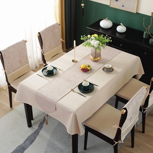 高端新中式桌布餐桌餐椅套罩椅垫，套装古典中国风桌旗布艺茶几台布