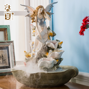 天使欧式流水喷泉电视柜客厅家居装饰摆件乔迁结婚礼物创意