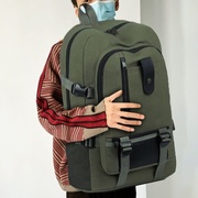 简单大容量背包工具耐磨背包双肩包男士工地帆布书包耐磨旅行包