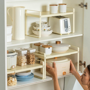 碗碟收纳架可伸缩厨房置物架台面，橱柜内隔板分层架调料架碗架锅架