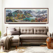 国画山水聚宝盆现代中式客厅沙发背景墙风水靠山办公室招财装饰画
