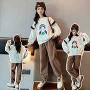 女童洋气套装2024春季韩版中大童网红时髦卫衣女孩春秋两件套