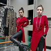 网红时尚小衫女2022年冬季中长款长袖圆领，韩版显瘦打底衫