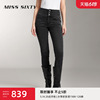 Miss Sixty磨毛牛仔裤女士三环高腰修身显瘦复古黑灰色小脚铅笔裤