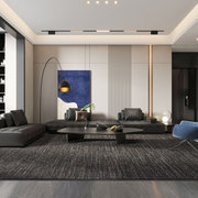 进口羊毛地毯客厅混纺茶几，毯现代简约高级灰垫卧室，黑竖条纹极简