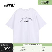 VWL纯棉白色logo短袖t恤 2024潮版宽松清冷系体恤男女士同款