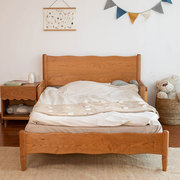 儿童床实木1.2米现代简约北欧原木小床樱桃木黑胡桃小户型单人床