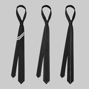 黑色领带男休闲韩版衬衫装饰女时尚白虚线手打学院职业小众高级感