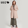 UGIZ冬季韩版女装时尚纯色中长款绵羊毛呢大衣外套女UDHD705