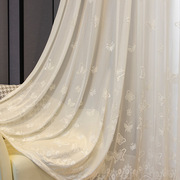 跨境窗帘白色纱帘窗纱北欧纯色，加厚白纱浮雕蝴蝶客厅卧室成品