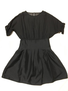 黑色雪纺拼接透视连衣裙设计感质感挺括百搭蓬蓬小黑裙