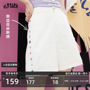 妖精的口袋牛仔白色短裤，女2024夏运动(夏运动)薄款小个子宽松休闲裤子