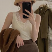 韩版气质蕾丝花边修身百搭背心春秋冬内搭打底吊带上衣无袖美背女