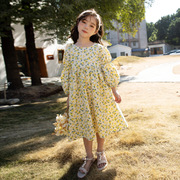 童装2021女童连衣裙春装，韩版中大童灯笼袖，公主裙儿童碎花裙子