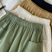 裤子宽松bf慵懒风，纯棉短裤口袋设计感夏季百搭大码女装休闲裤