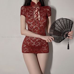 绝美中国风性感蕾丝旗袍，制服情调趣味火辣露背内衣，睡裙女secular