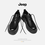 jeep吉普男鞋2024年春季低帮真皮英伦工装马丁靴大头休闲皮鞋