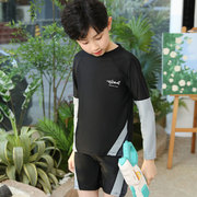2024儿童男款分体泳衣长袖可泡温泉大游泳包泳镜(包泳镜)泳裤男童泳衣