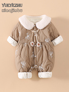韩系婴儿衣服早春夹棉女宝宝连体衣薄棉，春秋装0一1岁洋气时髦外出