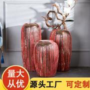 z.三件套装花瓶 高温颜色釉艺术品 陶瓷工艺品摆件 中式喜庆红色